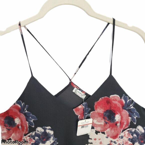 Free People Black Crepe Floral Faux Wrap Dress XSMALL - Picture 8 of 13